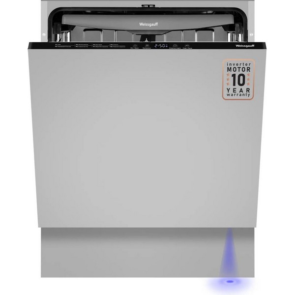 Встраиваемая посудомоечная машина Weissgauff BDW 6038 D Inverter Autoopen полноразмерная, нержавеющая сталь